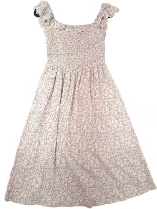 Dresses & Skirts - Smocked Midi Dress with Ruffle Straps — Pink Floral